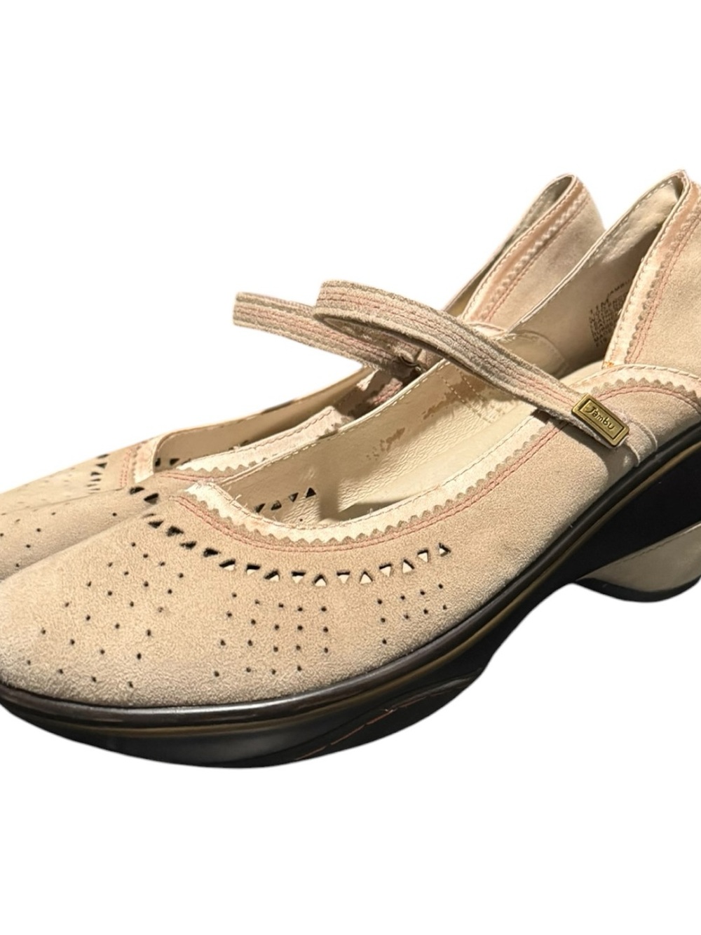 JAMBU Women’s Lido Encore Beige Mary Jane Wedge Shoes Size 11M